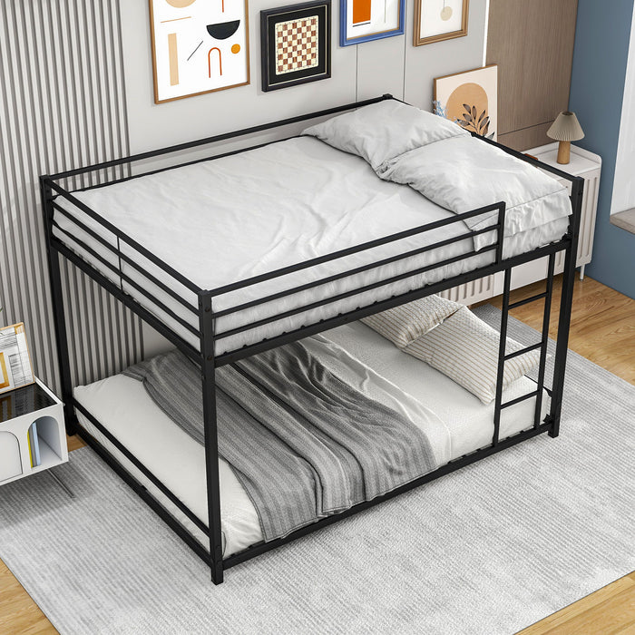 Metal Bunk Bed Full Over Full, Bunk Bed Frame With Safety Guard Rails, Heavy Duty Space - Saving Design, Easy Assembly Black