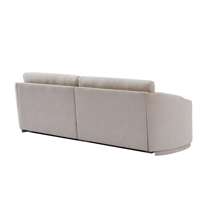 U_Style Stylish Sofa With Semilunar Arm, Rivet Detailing, And Solid Frame For Living Room