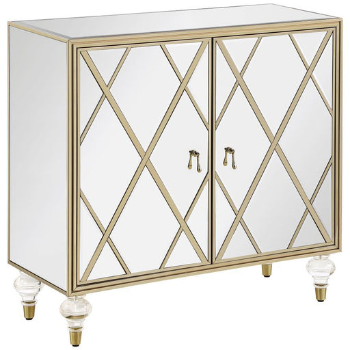 Astilbe - 2-Door Accent Cabinet - Mirror And Champagne Unique Piece Furniture