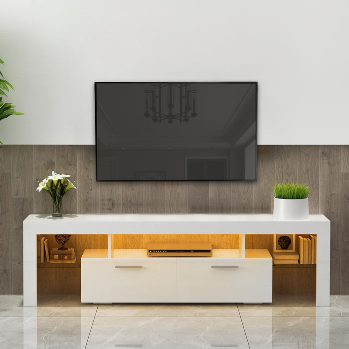 Morden TV Stand With LED Lights - White