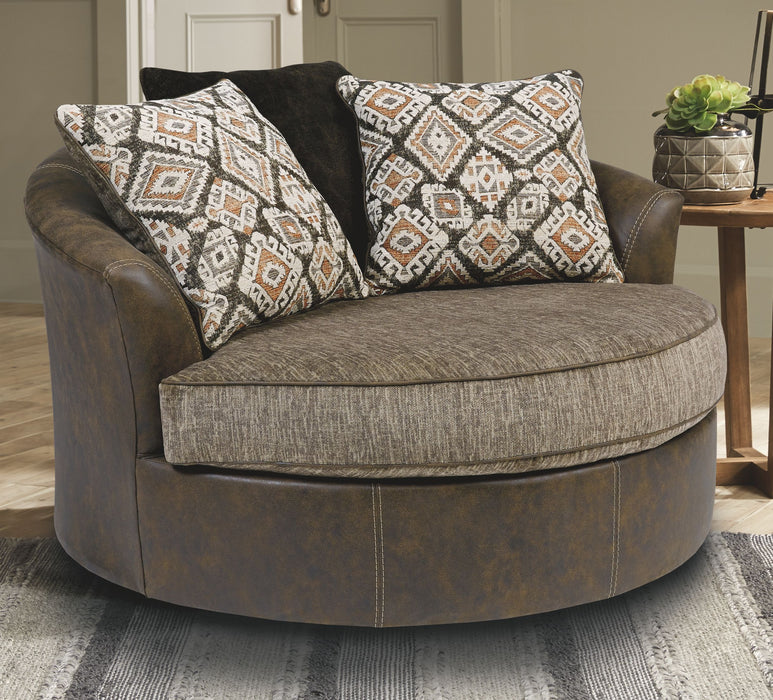 Abalone - Chocolate - Oversized Swivel Accent Chair Unique Piece Furniture