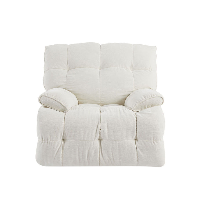 360 Degree Swivel Manual Antiskid Fabric Single Sofa Heavy Duty Reclining Chair For Living Room, Cream