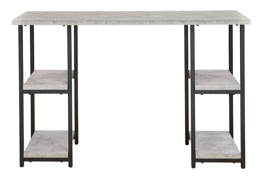Lazabon - Gray / Black - Home Office Desk - Double-Shelf Pedestal Unique Piece Furniture