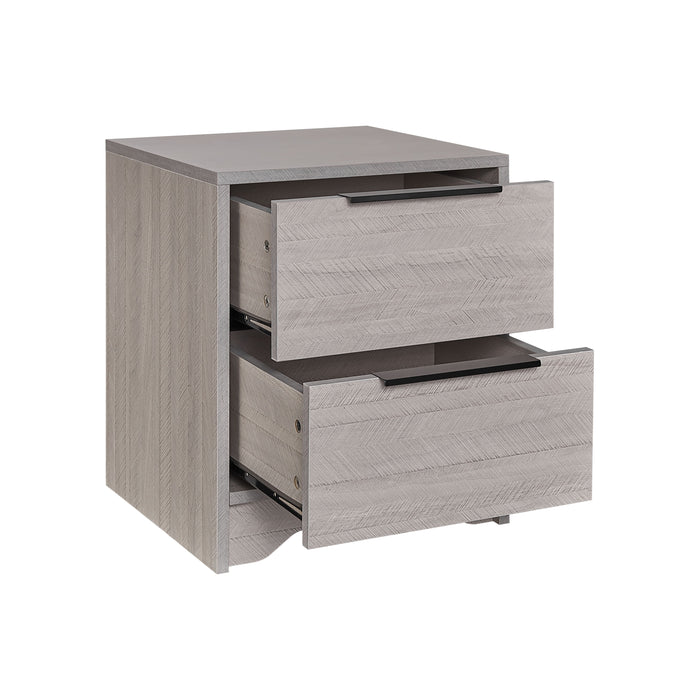 Wooden 2 Drawers Nightstand - Gray