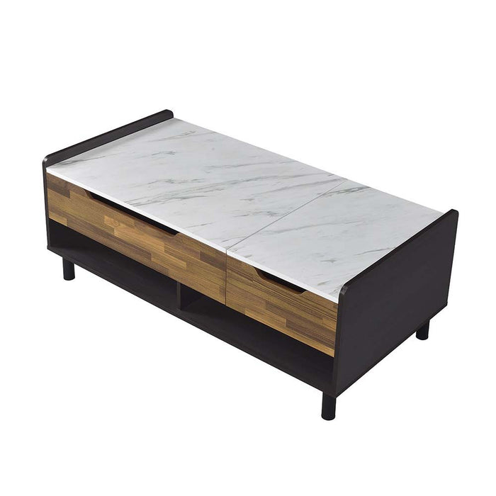 Axel - Coffee Table - Marble, Walnut & Black Finish Unique Piece Furniture