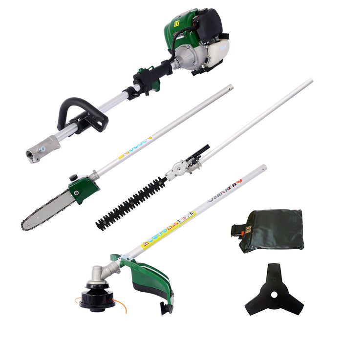 4 Inch 1 Multi-Functional Trimming Tool, 38Cc 4 Stroke Garden Tool System With Gas Pole Saw, Hedge Trimmer, Grass Trimmer, And Brush Cutter Epa Compliant