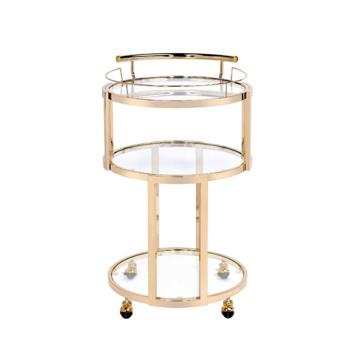 Madelina - Serving Cart - Gold & Clear Glass Unique Piece Furniture