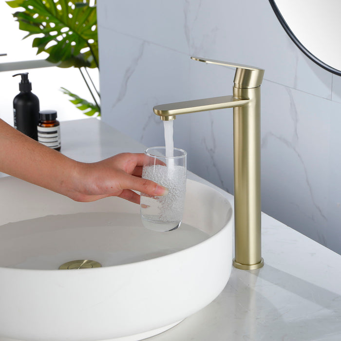 Single Hole Bathroom Faucet, Hot/Cold Indicators -