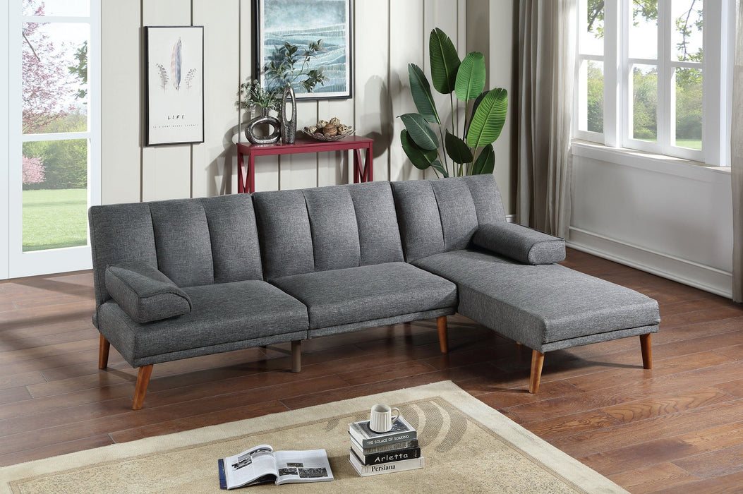 Blue Gray Polyfiber Adjustable Sofa Living Room Furniture Solid Wood Legs Plush Couch