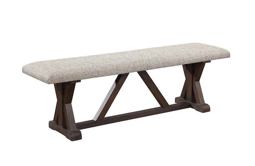 Pascaline - Bench - Gray Fabric, Rustic Brown & Oak Finish Unique Piece Furniture