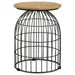 Bernardo - Round Accent Table With Bird Cage Base - Natural And Gunmetal Unique Piece Furniture