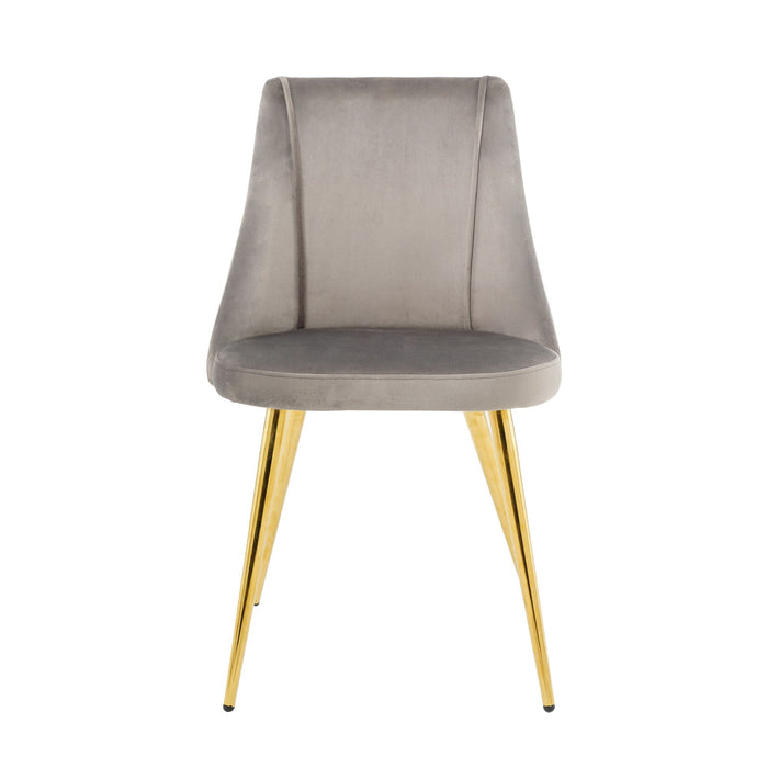 Modern Simple Light Luxury Dining Gray Chair Home Bedroom Stool Back Dressing Chair Student Desk Chair Gold Metal Legs (Set of 4)