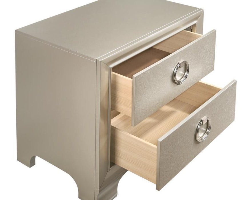 Salford - 2-Drawer Nightstand - Metallic Sterling Unique Piece Furniture