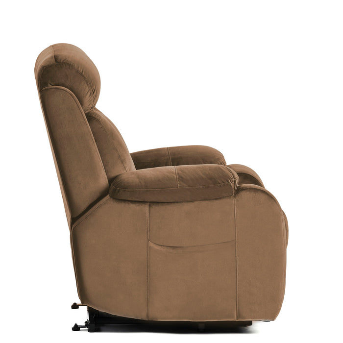Lift Chair Recliner For Elderly Power Remote Control Recliner Sofa Relax Soft Chair Anti - Skid Australia Cashmere Fabric Furniture Living Room (Brown)