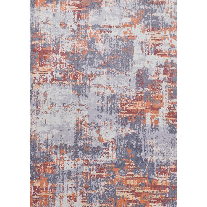 Zara Abstract - Design Machine Washable Gray Brown And Rust Area Rug