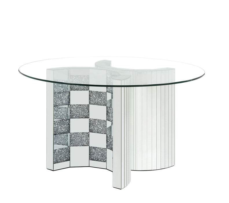Acme Noralie Dining Table With Mirrored & Faux Diamonds