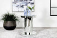 Dorielle - Crystal Inlay Round Top Accent Table - Mirror Unique Piece Furniture