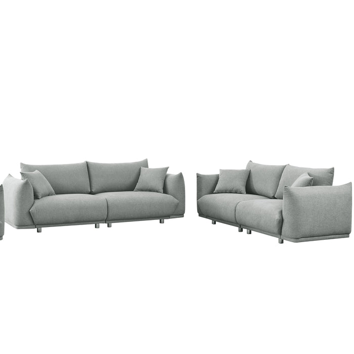 3-Seater + 2-Seater Combination Sofa Modern Couch For Living Room Sofa, Solid Wood Frame And Stable Metal Legs, 4 Pillows, Sofa Furniture For Apartment