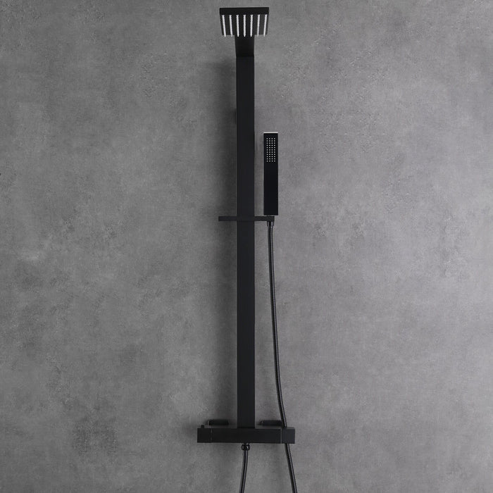 2 Function Thermostatic Complete Shower System With Rough-In Valve And Shower Head In Matte Black