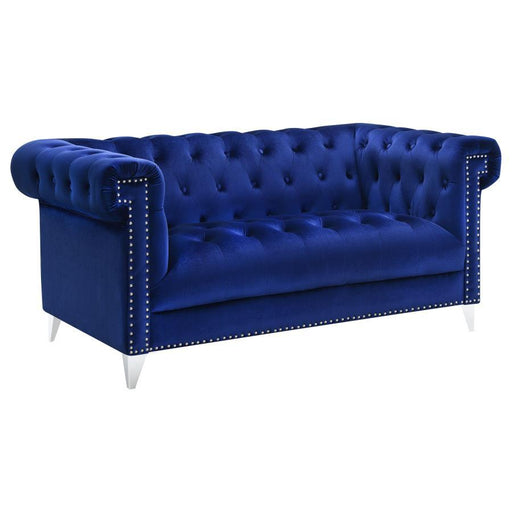 Bleker - Tufted Tuxedo Arm Loveseat - Blue Unique Piece Furniture