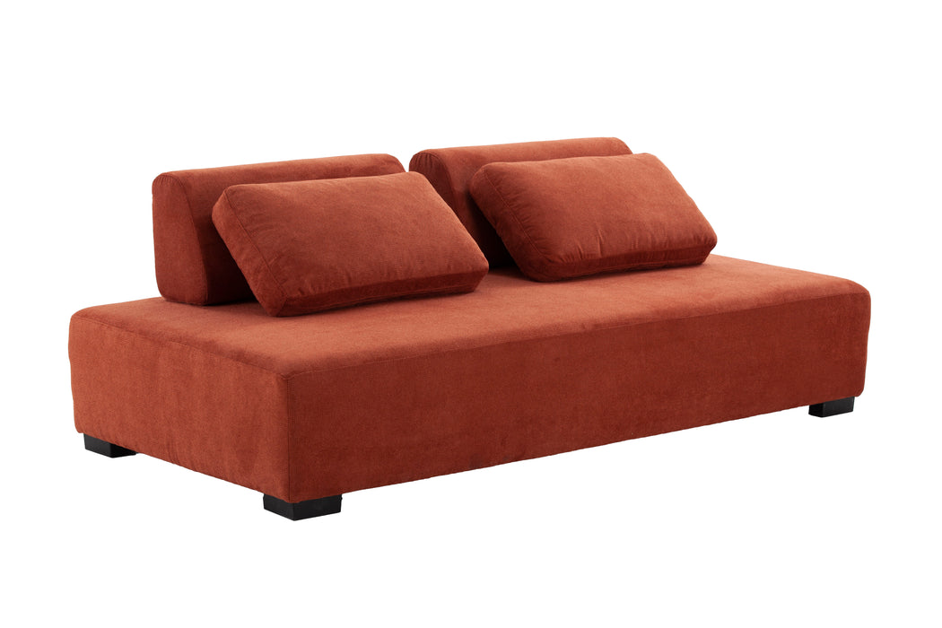 One Piece Morden Sofa Counch 3-Seater Minimalist Sofa For Living Room Lounge Home Office Orange