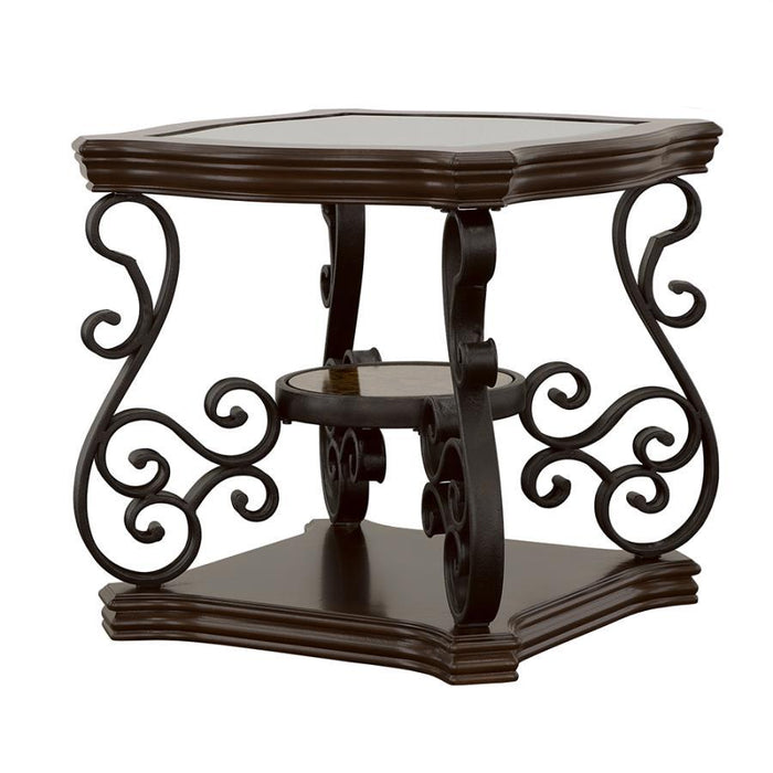 Laney - End Table - Deep Merlot And Clear Unique Piece Furniture