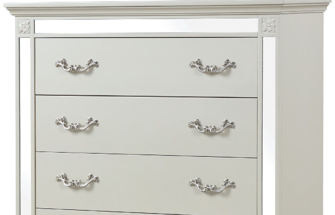 Milan Mirror Framed Chest Made With Wood In White