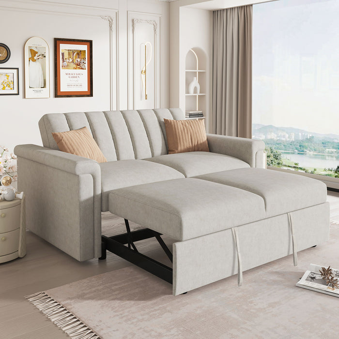U_Style Convertible Soft Cushion Sofa Pull Bed, For Two People To Sit - Beige