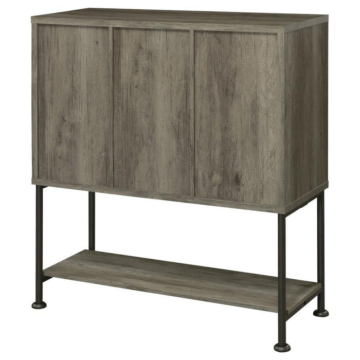 Claremont - Sliding Door Bar Cabinet With Lower Shelf - Gray Driftwood Unique Piece Furniture