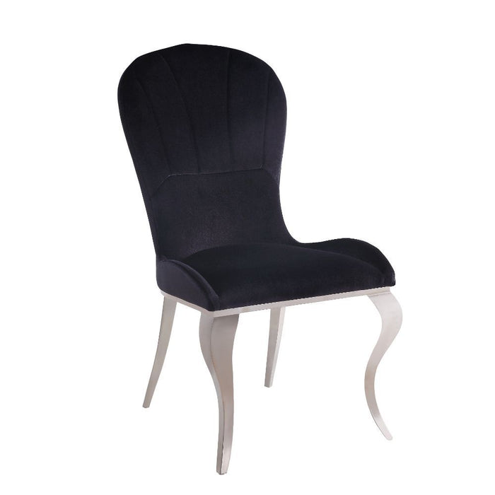Hiero - Side Chair (Set of 2) - Black Fabric & Stainless Steel Unique Piece Furniture