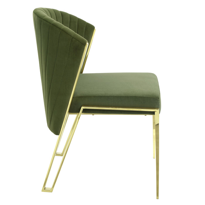 Acme Fallon Side Chair (Set of 2) Green Velvet & Mirrored Gold Finish