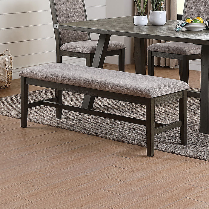 Dining Bench With Upholstered Cushion, Gray