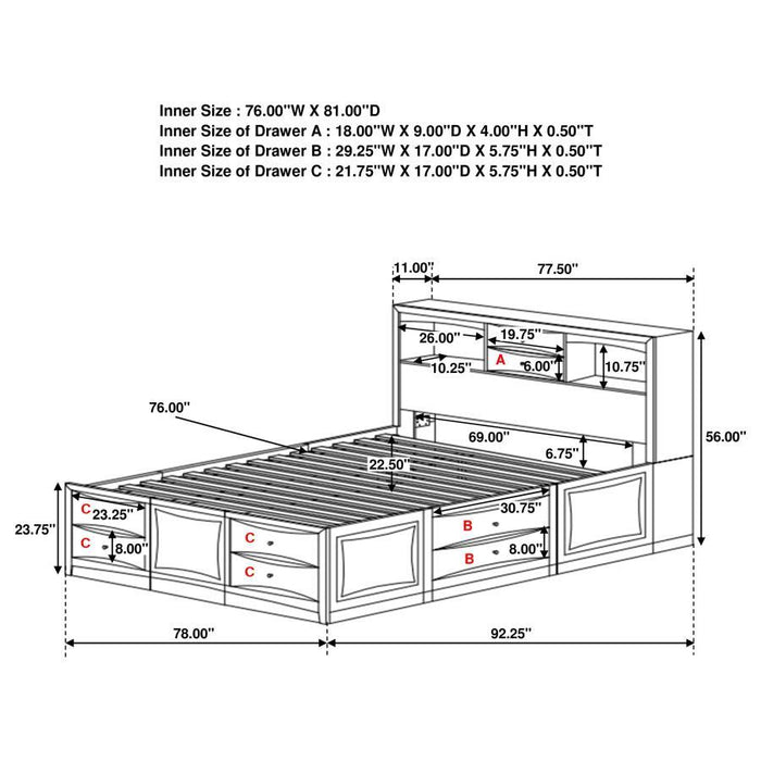 Phoenix - 10-Drawer Bed Unique Piece Furniture