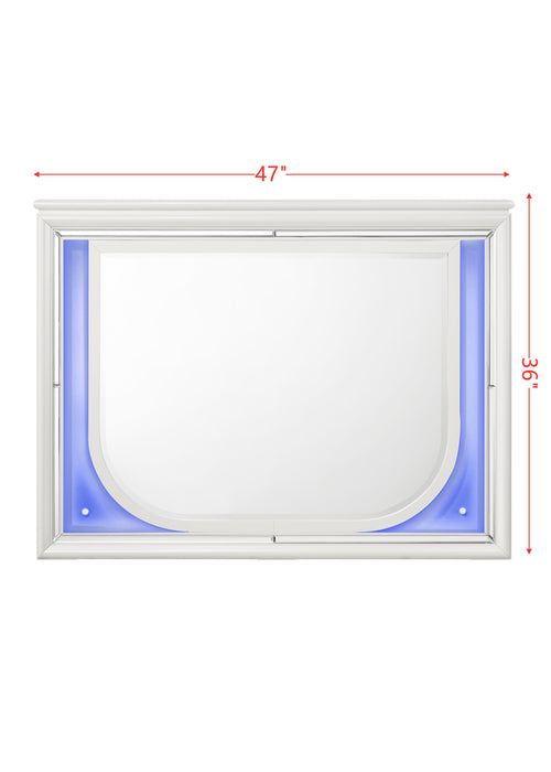 Acme Tarian Mirror With Led, Pearl White Finish