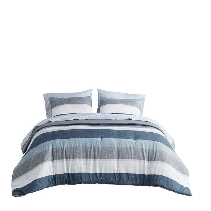 Comforter Set With Bed Sheets - Blue / Grey