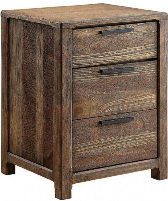 1 Piece Nightstand Only Transitional Rustic Natural Tone Solid Wood Felt Lined Drawers Metal Handles Black Bar Pull Bedroom Furniture