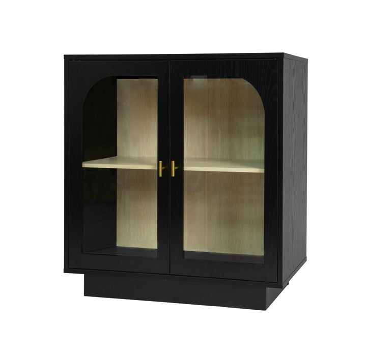Storage Cabinet With 2 Glass Door For Living Room, Dining Room, Study - Black