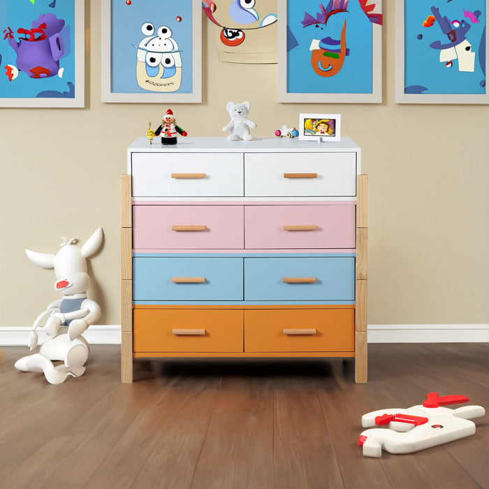 The Colorful Free Combination Cabinet Dresser Cabinet Bar Cabinet, Storge Cabinet, Lockers, Solid Woodhandle, Can Be Placed In The Living Room, Bedroom, Dining Room Color White, Blue Orange Pink