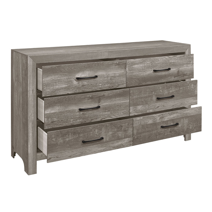 Modern Rustic Style Gray Finish 1 Piece Dresser Of 6X Drawers Bedroom Wooden Furniture