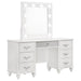 Barzini - 7-Drawer Vanity Desk With Lighted Mirror - White Unique Piece Furniture