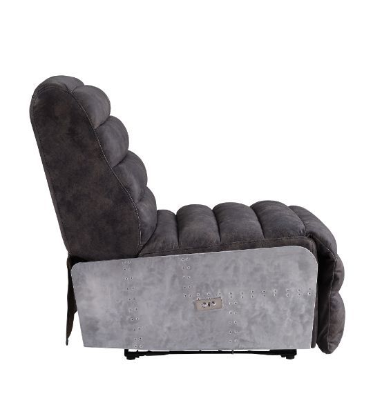 Okzuil - Recliner - 2-Tone Gray Top Grain Leather & Aluminum Unique Piece Furniture