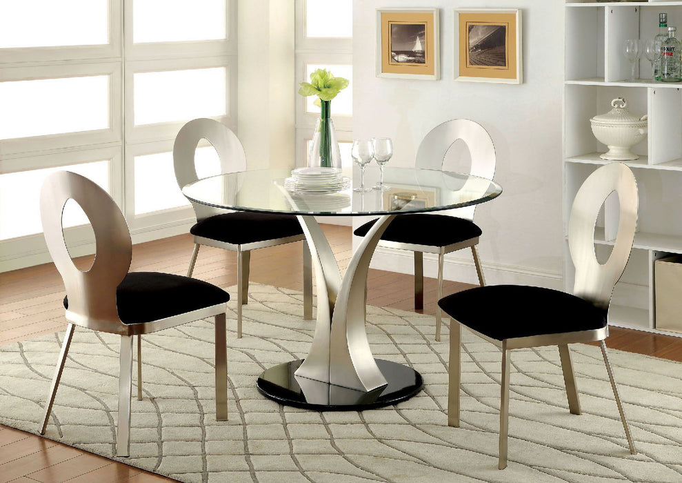 Valo - Round Dining Table - Silver / Black Unique Piece Furniture