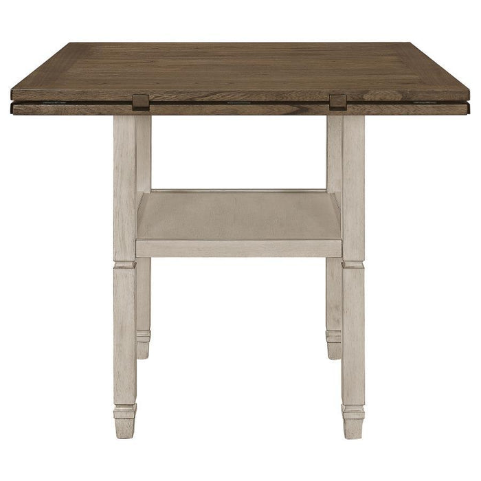 Sarasota - Counter Height Table With Shelf Storage - Nutmeg And Rustic Cream Unique Piece Furniture