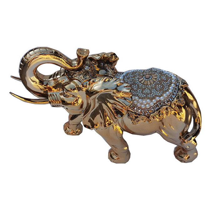 Ambrose Delightfully Extravagant Gold Plated Elephant With Embedded Crystal And Pearl Saddle (11. 5" X 5"W X 8. 5"H)