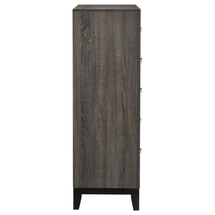 Watson - 5-Drawer Chest - Gray Oak And Black Unique Piece Furniture