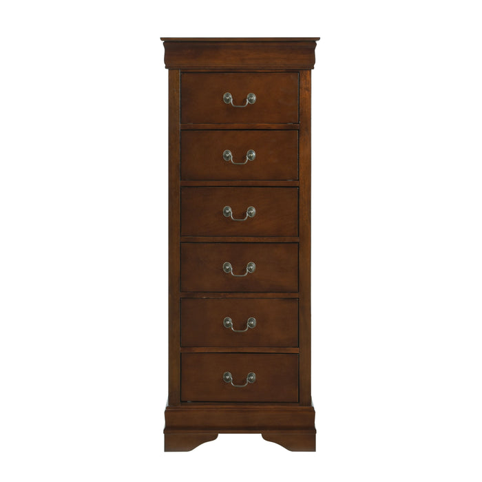 Traditional Design Louis Phillippe Style 1 Piece Lingerie Chest Of 7 Drawers Brown Cherry Finish Hidden Drawers Wooden Furniture
