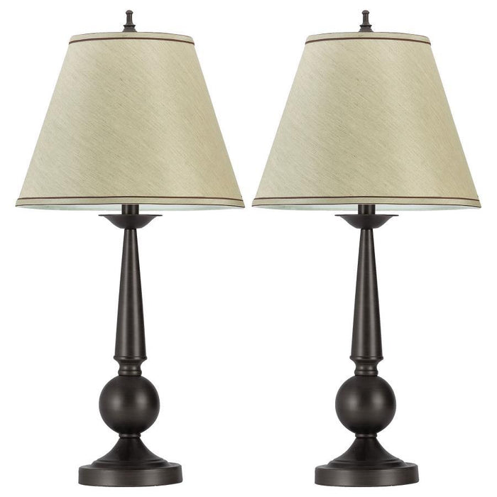 Ochanko - Cone Shade Table Lamps (Set of 2) - Bronze And Beige Unique Piece Furniture