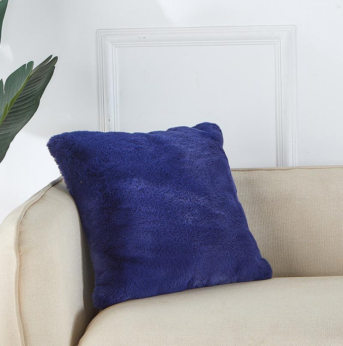 Agnes Luxury Chinchilla Faux Fur Pillow (18 In. X 18 In.) - Navy Blue