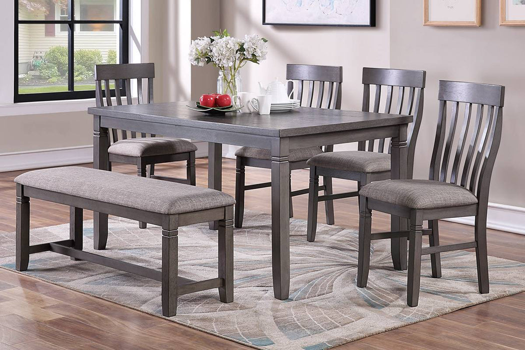 Dining Room Furniture Simple 6 Pieces Set Dining Table 4X Side Chairs And A Bench Solid Wood And Veneers