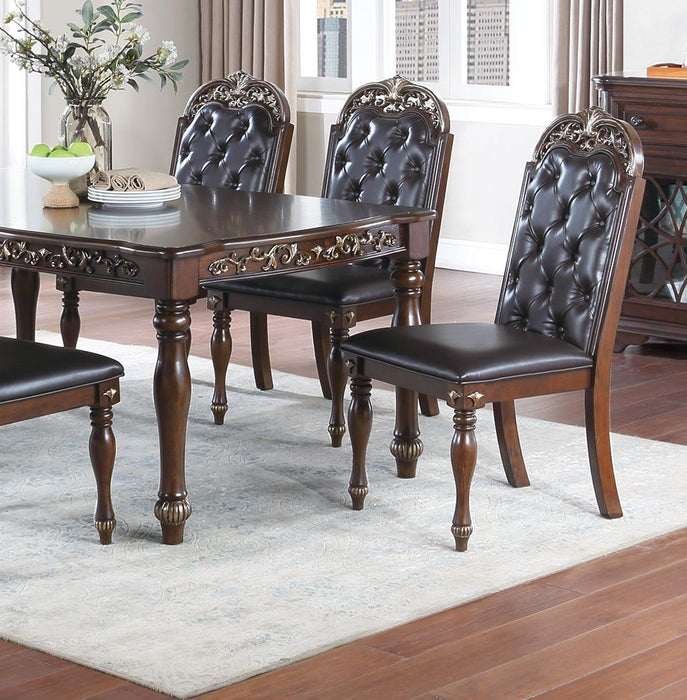 Formal 1 Piece Dining Table Only Brown Finish Antique Design Rubberwood Dining Room Furniture
